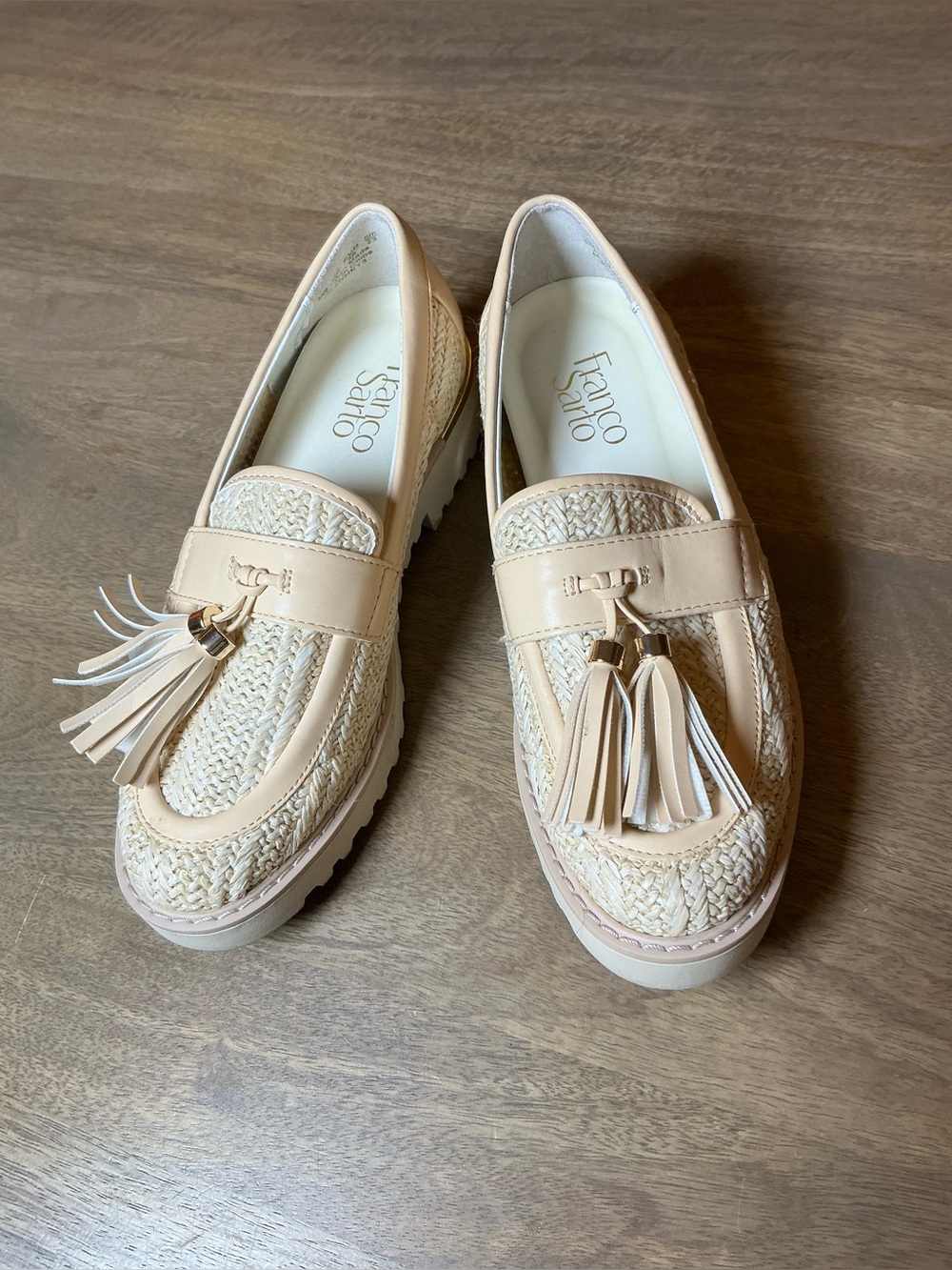 Franco Sarto cream loafers with tassel
